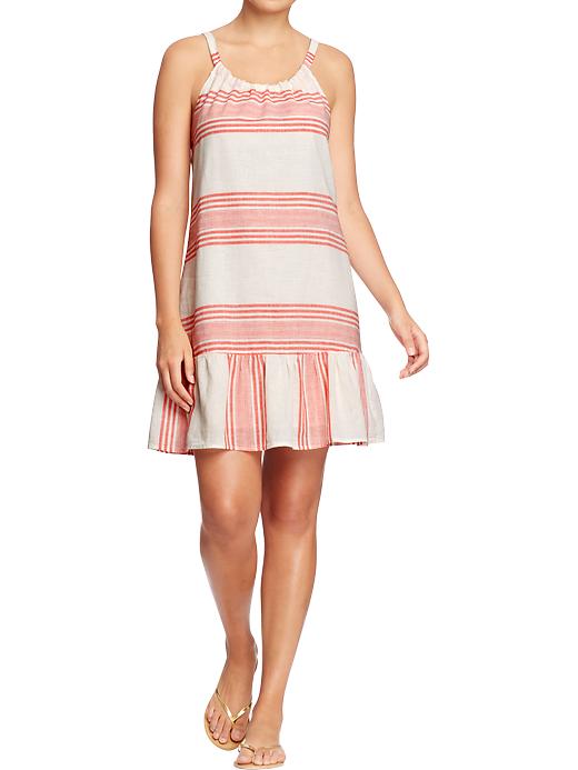 Old Navy Womens Striped Linen Blend Tank Dresses