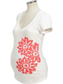 Maternity Floral-Graphic Slub-Knit Tees