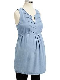 Maternity Pintucked Chambray Tunics
