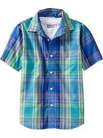 Boys Plaid Poplin Shirts
