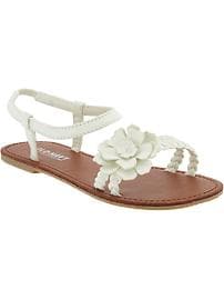 Girls Flower-Applique Sandals