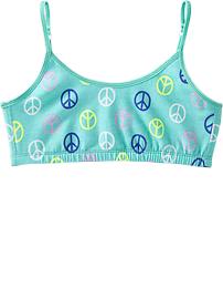 Girls Peace-Sign Print Cami Bras