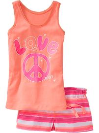 Girls Graphic Tank & Short PJ Sets