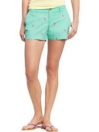 Women's Embroidered-Twill Shorts (3-1/2")