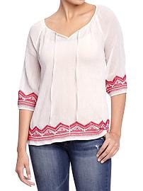 Women's Embroidered Gauze Tops