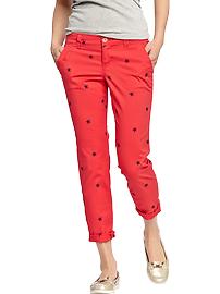 Women's Embroidered Slim Boyfriend Khakis
