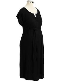 Maternity Slub-Knit Tie-Belt Dresses