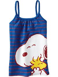 Girls Snoopy® Braided-Trim Glitter Tanks
