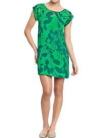 Women's Printed-Chiffon Pocket Dresses