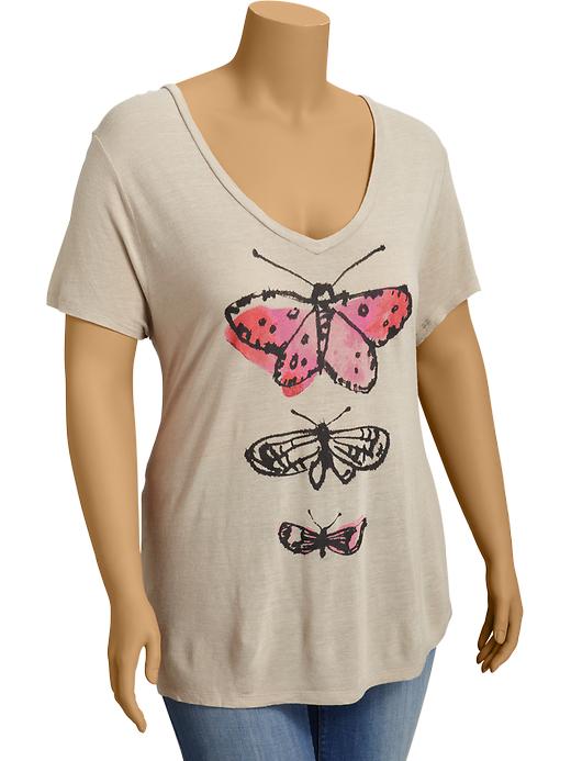 Old Navy Womens Plus Watercolor Graphic V Neck Tees