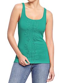 Women's Crochet-Yoke Rib-Knit Tanks