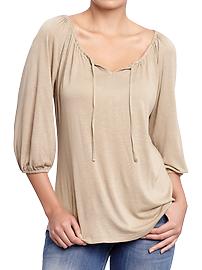 Women's 3/4-Sleeve Jersey-Tie Tops