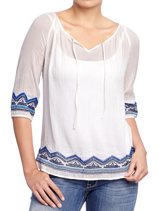 Old Navy Womens Embroidered Gauze Tops plus size,  plus size fashion plus size appare 