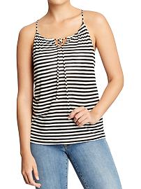 Women's Striped-Keyhole Slub-Knit Tanks