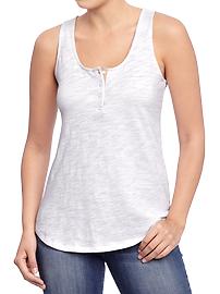Women's Slub-Knit Henley Tanks