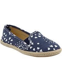 Girls Printed Canvas Espadrille Flats