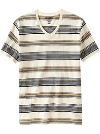 Men's Classic-Striped V-Neck Tees