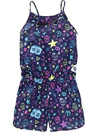 Girls Printed PJ Rompers