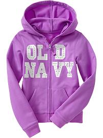 Girls Embellished Logo-Zip Hoodies