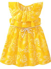 Printed Ruffled Neck Dresses for Baby