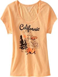 Women's Slub-Knit Map-Graphic Tees