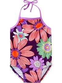 Floral-Print Halter Swimsuits for Baby