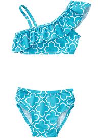Printed One-Shoulder Bikinis for Baby