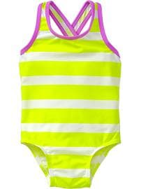 Striped Cross-Back Swimsuits for Baby
