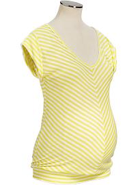 Maternity Striped Cap-Sleeve Tops