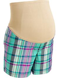 Maternity Smooth-Panel Plaid Shorts (5-1/2")