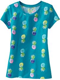 Girls Cap-Sleeve Printed Tees