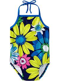 Floral-Print Halter Swimsuits for Baby