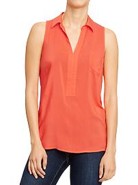 Women's Crepe-Pocket Tanks
