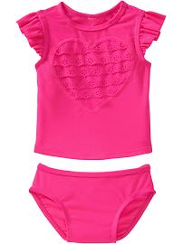 Heart-Cut-Out Rashguard Swim Sets for Baby