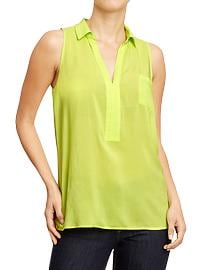 Women's Crepe-Pocket Tanks