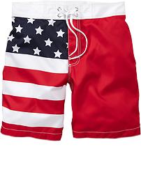 Men's Flag-Print Hybrid Board Shorts
