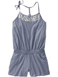 Girls Sequined Striped Rompers