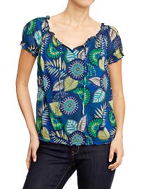 Women's Floral-Print Boho Tops