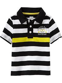 Striped Embroidered-Icon Polos for Baby