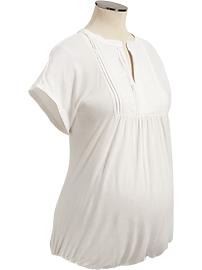 Maternity Embroidered-Pintuck Yoke Tops