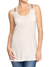 Women's Sequined-Yoke Tanks