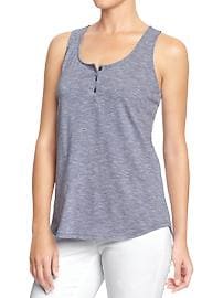 Women's Micro-Striped Henley Tanks