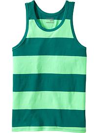 Men's Striped-Crew Tanks