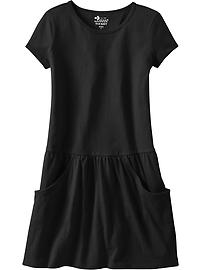 Girls Drop-Waist Pocket Tee Dresses