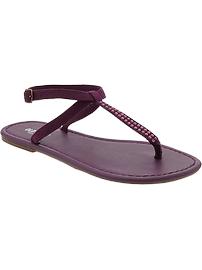 Women's Embellished T-Strap Sandals