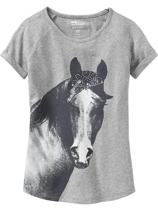 View large product image 1 of 1. Girls Embellished Animal-Graphic Tees