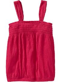 Girls Smocked-Crinkle Bubble Tanks
