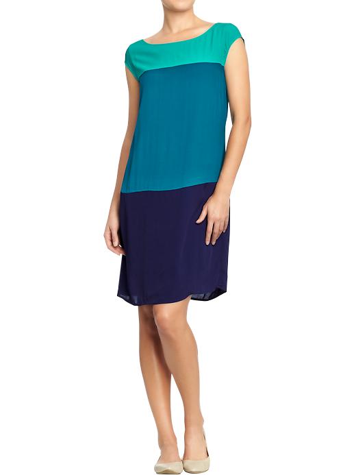 Old Navy Womens Crepe Color Blocked Shift Dresses - Cool colorblock