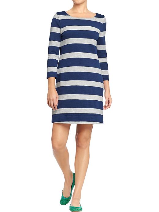 Old Navy Womens Slub Knit Shift Dresses - Navy stripe