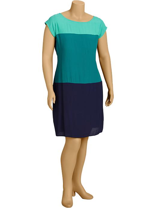 Old Navy Womens Plus Color Blocked Crepe Shift Dresses - Cool colorblock